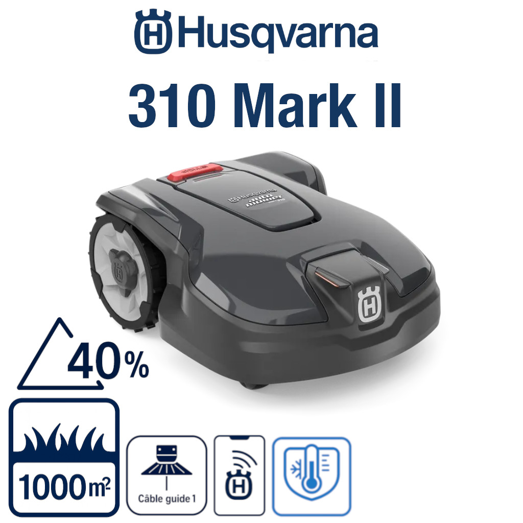 ROBOT TONDEUSE 310 Mark II Husqvarna Automower 310 Mark II – Robot Tondeuse Performant pour Jardins jusqu’à 1 000 m², Liv origine HUSQVARNA -DISPO