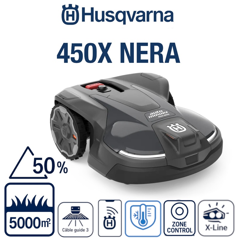 ROBOT TONDEUSE 450X NERA Robot tondeuse avec évitement des objets pour les pelouses jusqu`à 5 000 m² origine HUSQVARNA -DISPO