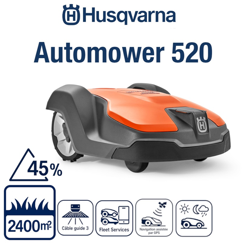 ROBOT TONDEUSE 520 L Automower 520 est un robot adapté aux besoins des professionnels pour une apacité de surface jusqu