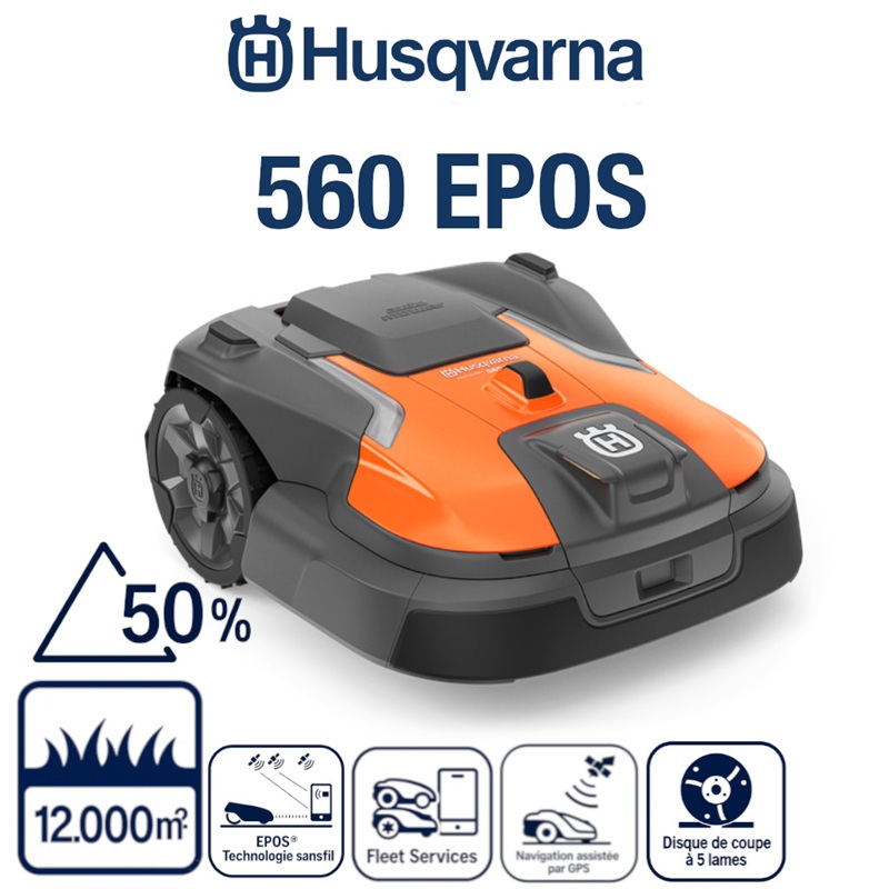 ROBOT TONDEUSE 560 EPOS Automower 560 EPOS sans fil pour un entretien professionnel efficace sur des pelouses Capacité de surface 12 000 m²
 origine HUSQVARNA JARDINS_16000M² PROFESSIONNEL