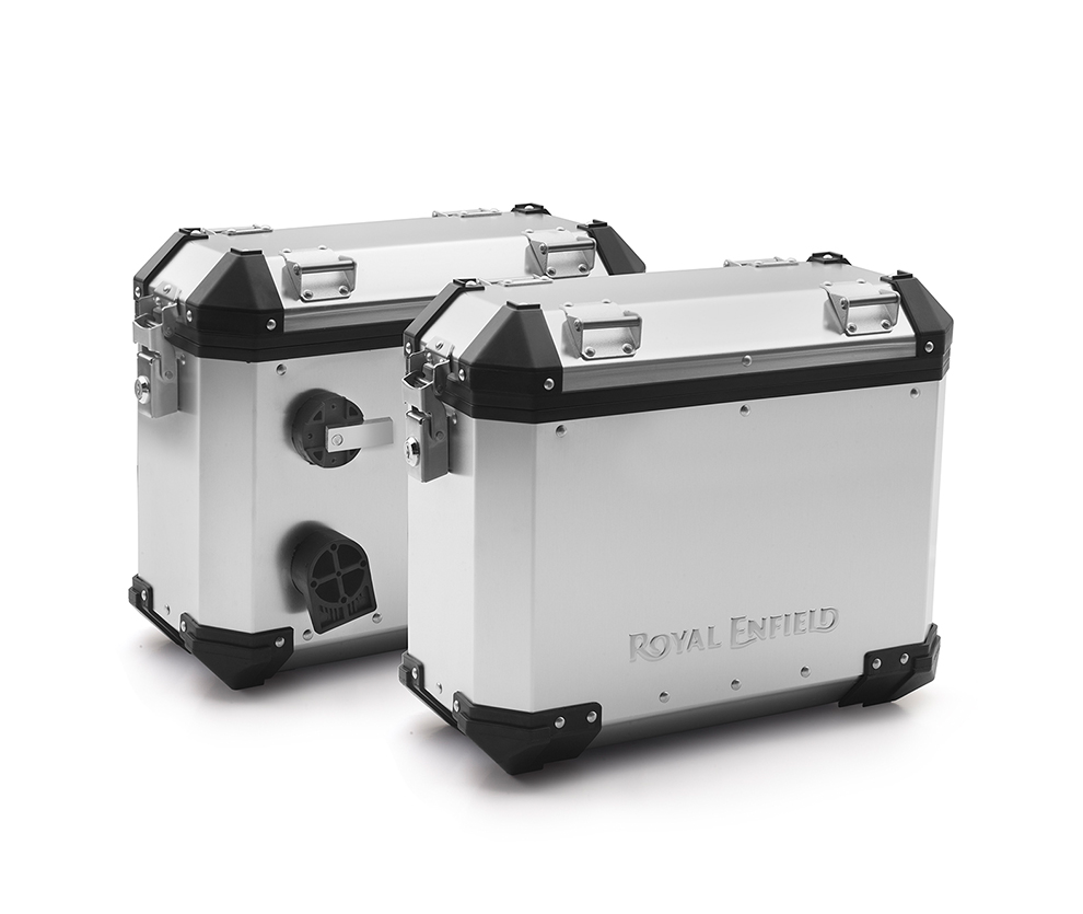 VAL100HIMSI - VALISES HIMALAYAN ALU 26 L(ARGENT)(Royal Enflied) VAL100HIMSI - VALISES HIMALAYAN ALUMINIUM 26L (Grise)
 origine ROYAL ENFIELD 