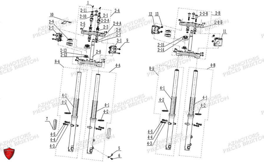 Fourche BRIXTON Pièces Cromwell 125 BX ABS/CBS Euro5
