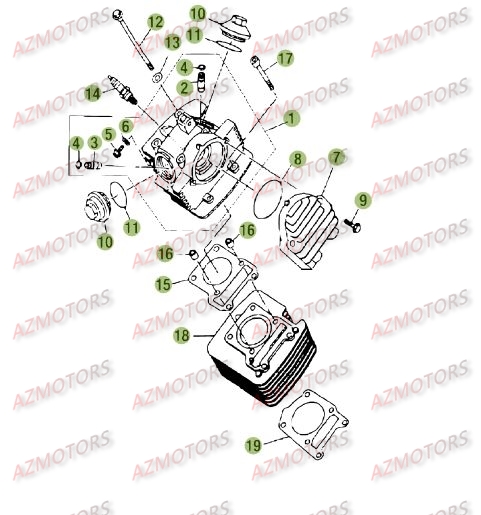 CYLINDRE CULASSE DISTRIBUTION BETA 125 RE 09