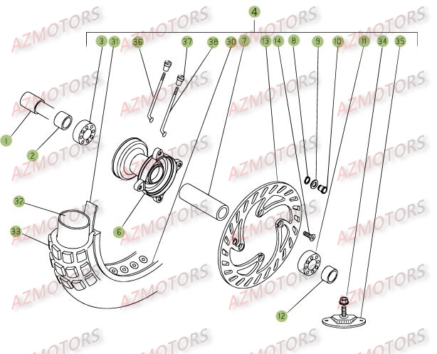 ROUE_AVANT BETA Pièces BETA RE 125 4T EURO 3 - [2009]