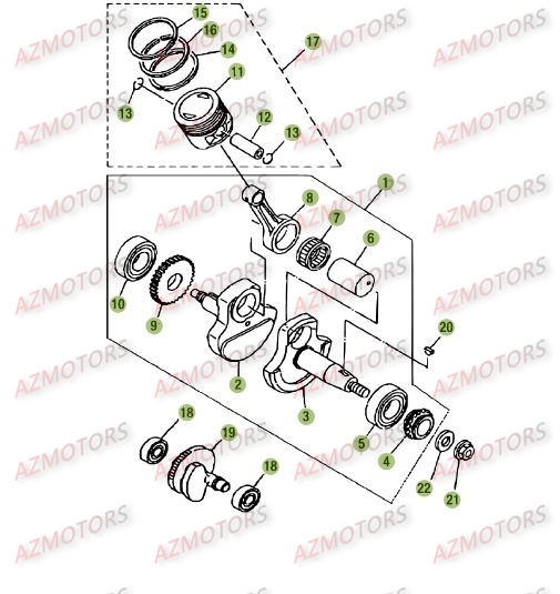 Vilebrequin Piston Contre Arbre BETA Pièces Beta RE 125 4T - 2009