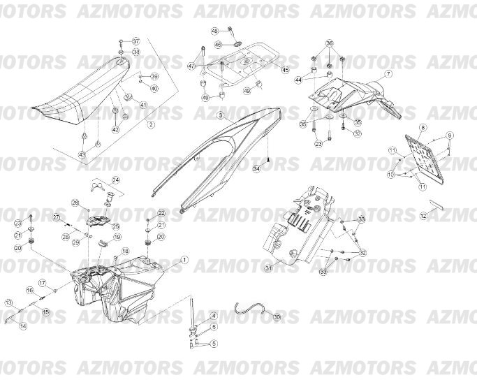 CARENAGES RESERVOIR SELLE ARRIERE No SERIE 100371 A 19999 pour 125-RE-13-14