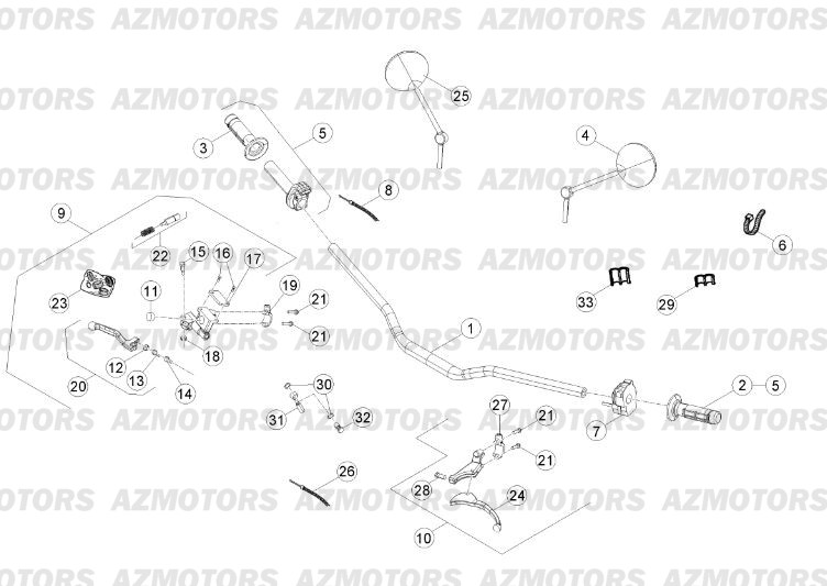 Commandes Guidon BETA Pièces Beta RE 125 4T - 2015-2014-2013