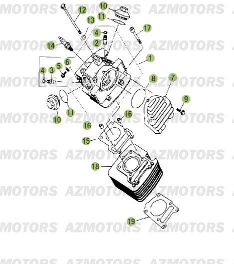 Cylindre Culasse Distribution BETA Pièces Beta RE 125 4T - 2015-2014-2013