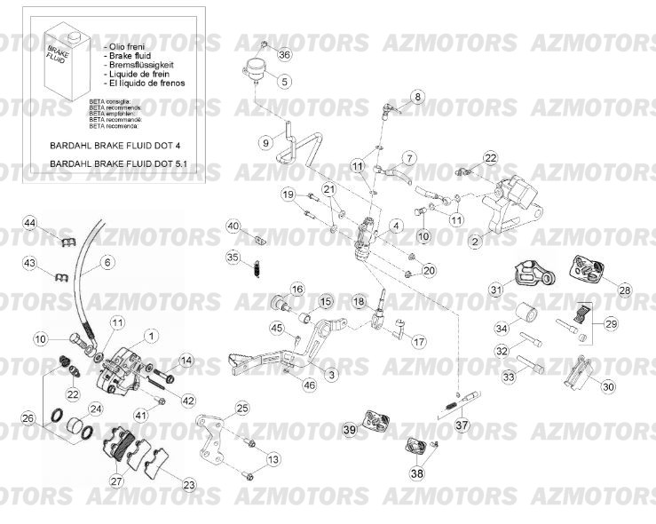 Freins No Serie 100371 A 19999 BETA Pièces Beta RE 125 4T - 2015-2014-2013