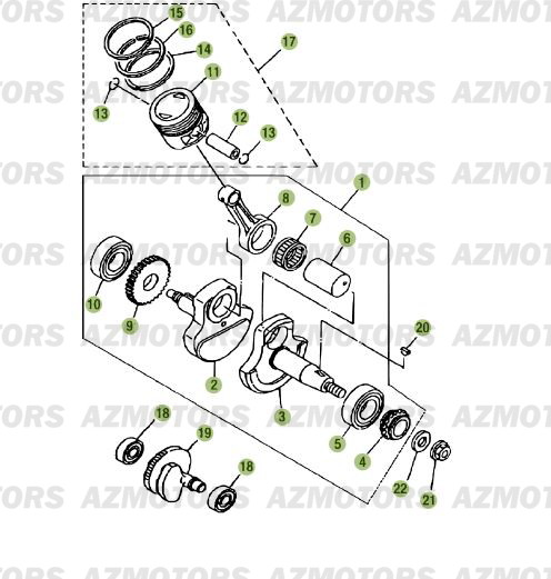 Vilebrequin Piston Contre Arbre BETA Pièces Beta RE 125 4T - 2015-2014-2013