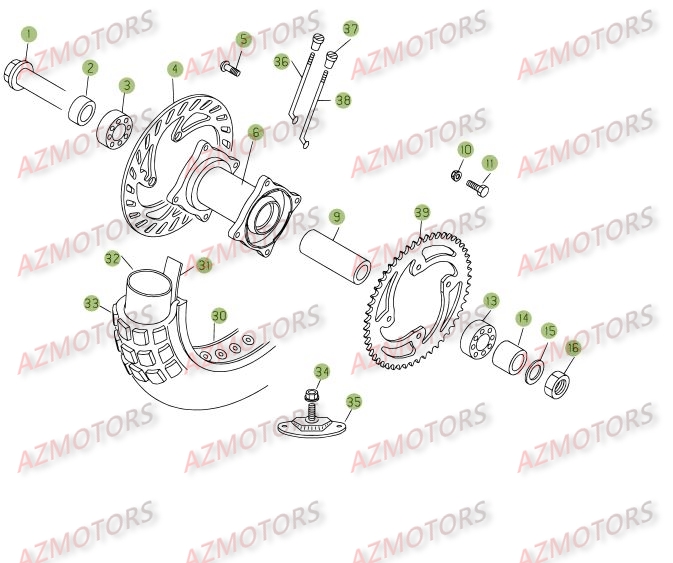 Roue Arriere BETA Pièces Beta RE 125 4T - 2008