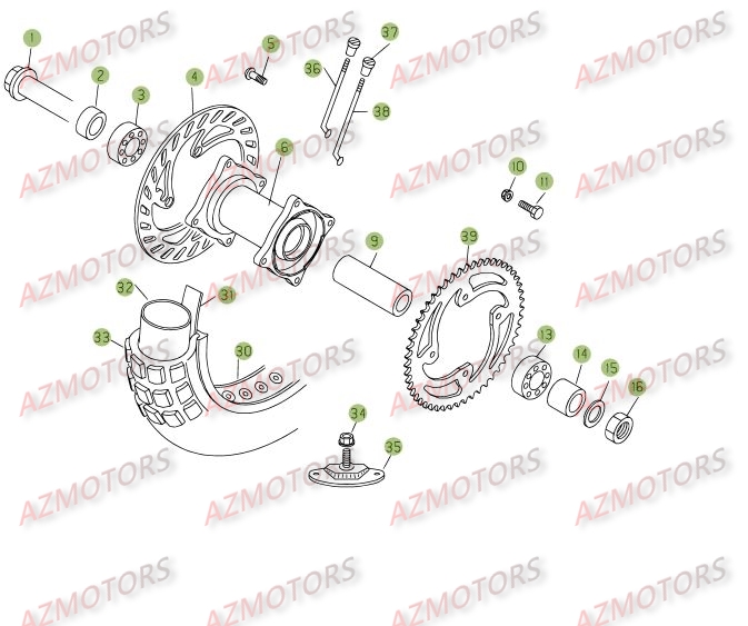 ROUE ARRIERE BETA 125 RE 2008 09