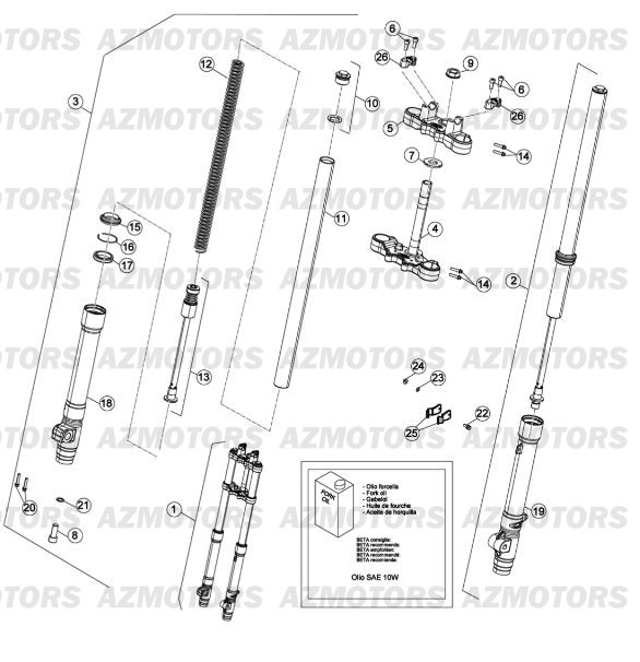 Fourche No Serie 1505 A 99999 BETA Pièces Beta RR 125 Enduro 4T - 2015-2014-2013