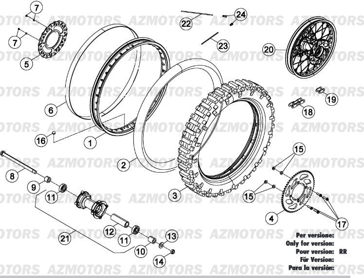 Roue Arriere No Serie 1505 A 99999 BETA Pièces Beta RR 125 Enduro 4T - 2015-2014-2013