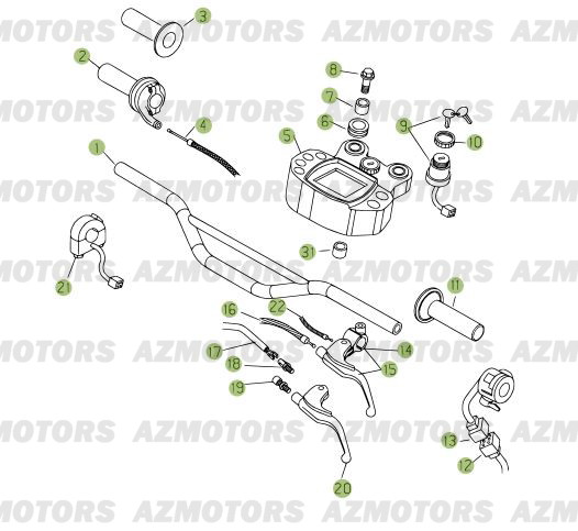 Commandes Guidon BETA Pièces Beta RR 125 Enduro 4T EURO3 - 2008