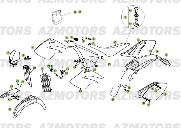 CARENAGES - RESERVOIR - SELLE pour 125-RR-2009