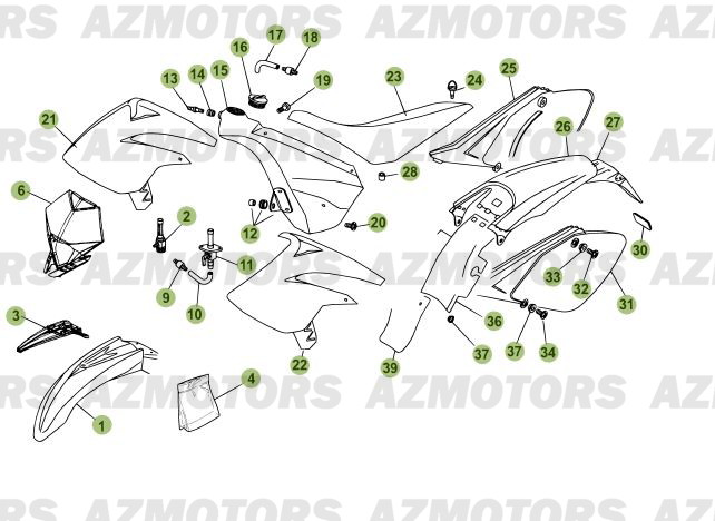 CARENAGES - RESERVOIR - SELLE pour 125-RR-2010-11-12