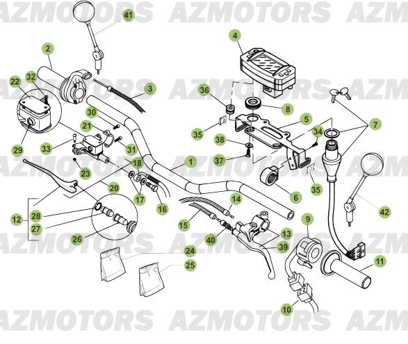 Commandes   Guidon BETA Pièces Beta RR 125 Enduro 4T - 2012/2010 CHASSIS 001052 à 001140