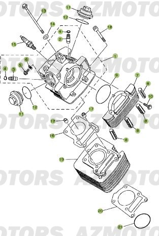 Cylindre   Culasse   Distribution BETA Pièces Beta RR 125 Enduro 4T - 2012/2010 CHASSIS 001052 à 001140