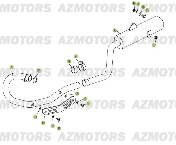 Echappement BETA Pièces Beta RR 125 Enduro 4T - 2012/2010 CHASSIS 001052 à 001140