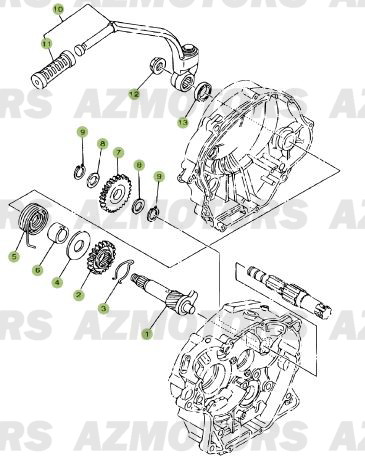 Kick   Starter BETA Pièces Beta RR 125 Enduro 4T - 2012/2010 CHASSIS 001052 à 001140