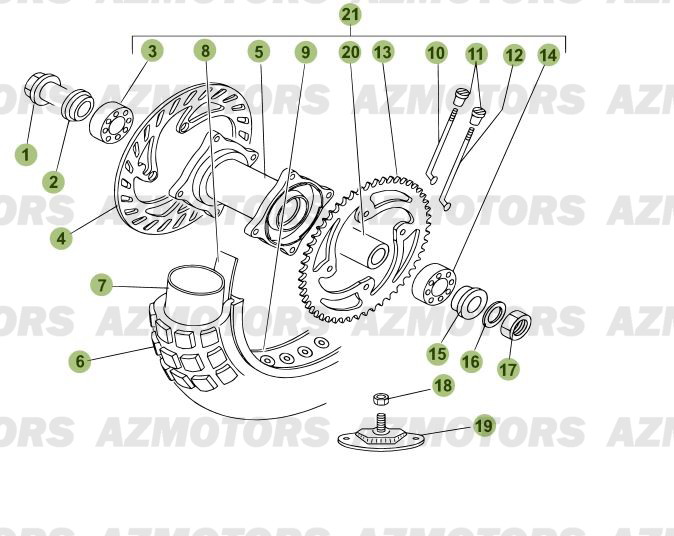 Roue Arriere BETA Pièces Beta RR 125 Enduro 4T - 2012/2010 CHASSIS 001052 à 001140