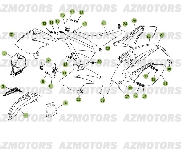 CARENAGES - RESERVOIR - SELLE pour 125-RR-2010-11-12V2