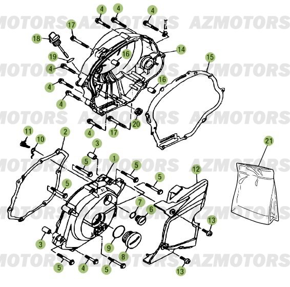 Carter 2 BETA Pièces Beta RR 125 Enduro 4T - 2012/2010 CHASSIS 001141 à 999999 