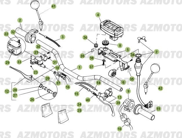 Commandes   Guidon BETA Pièces Beta RR 125 Enduro 4T - 2012/2010 CHASSIS 001141 à 999999 