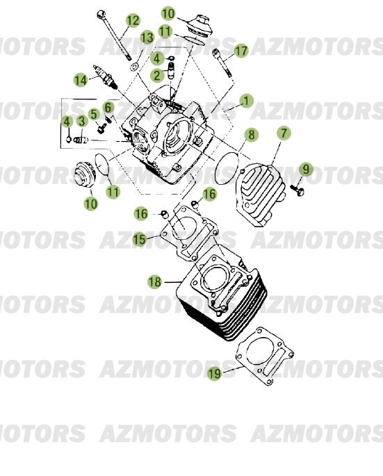 Cylindre   Culasse   Distribution BETA Pièces Beta RR 125 Enduro 4T - 2012/2010 CHASSIS 001141 à 999999 