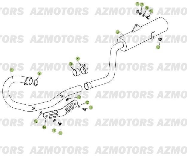 Echappement BETA Pièces Beta RR 125 Enduro 4T - 2012/2010 CHASSIS 001141 à 999999 