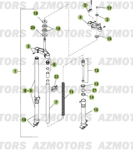 Fourche BETA Pièces Beta RR 125 Enduro 4T - 2012/2010 CHASSIS 001141 à 999999 