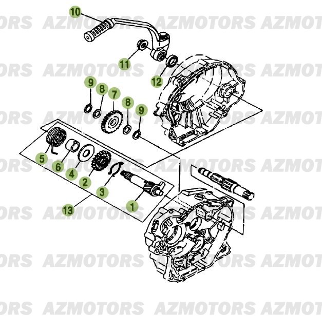 Kick   Starter BETA Pièces Beta RR 125 Enduro 4T - 2012/2010 CHASSIS 001141 à 999999 
