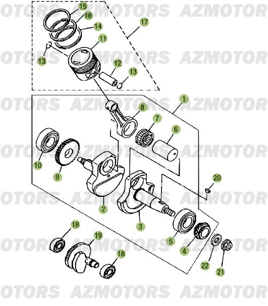 Vilebrequin   Piston   Contre Arbre BETA Pièces Beta RR 125 Enduro 4T - 2012/2010 CHASSIS 001141 à 999999 