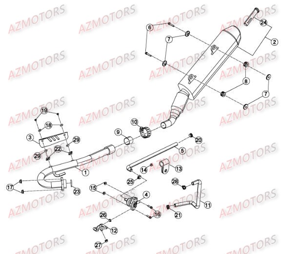 Echappement BETA Pièces Beta RR 125 LC Enduro 4T - 2015