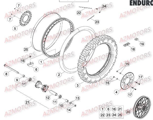 Roue Arriere BETA Pièces Beta RR 125 LC Enduro 4T - 2015