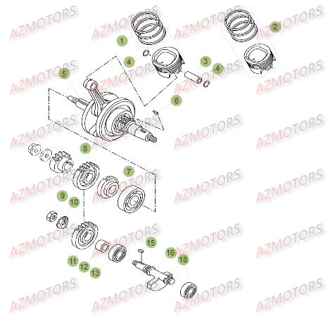 Vilebrequin Piston Contre Arbre BETA Pièces Beta RR 125 LC Enduro 4T - 2015