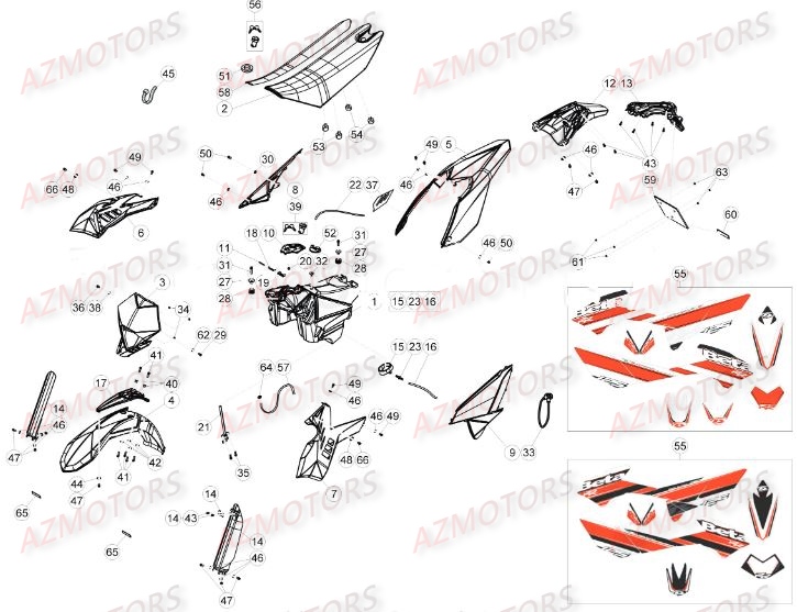 CARENAGES pour 125-RR-LC-17