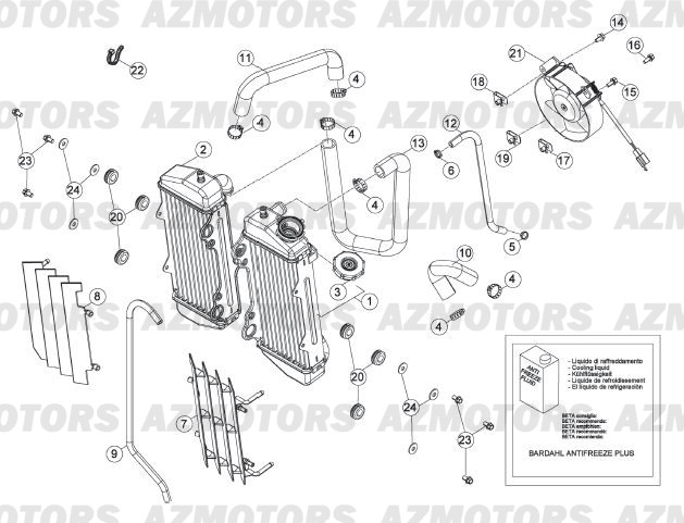 Radiateur BETA Pièces Beta RR 125 LC Enduro 4T - 2013