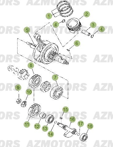 Vilebrequin   Piston   Contre Arbre BETA Pièces Beta RR 125 LC Enduro 4T - 2013