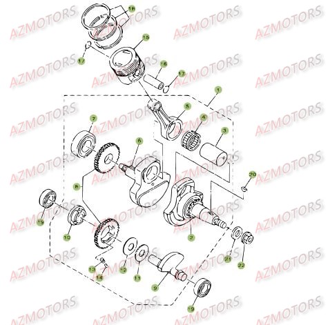 Vilebrequin   Piston   Contre Arbre BETA Pièces BETA RR 125 SM 4T - [2007]
