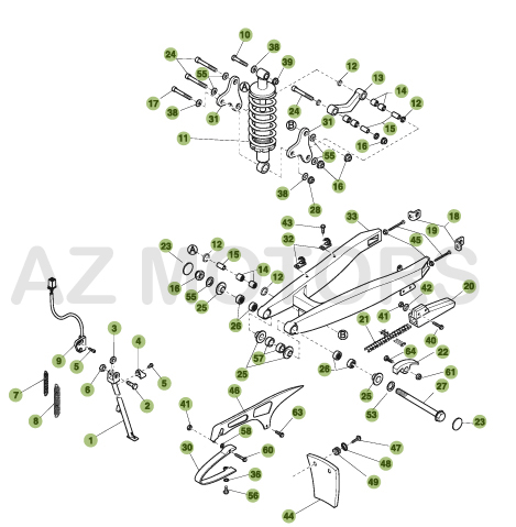 FOURCHE ARRIERE SUSPENSION ARRIERE BETA 125 URBAN 2008 11