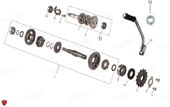 Boite A Vitesses Kick ORCAL Pièces Orcal Astor 125cc EURO4