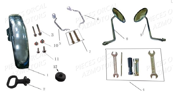 GARDE BOUE AVANT RETROVISEURS AZMOTORS 125 ASTOR EURO 4