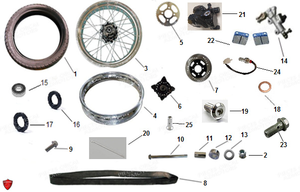 ROUE ARRIERE pour 125 ASTOR EURO 4