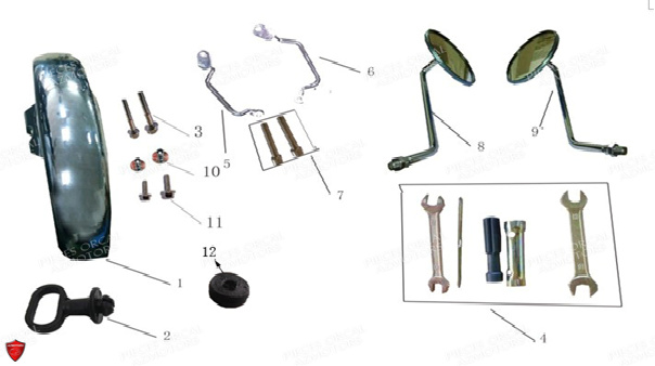 GARDE_BOUE_AVANT_RETROVISEURS ORCAL Pièces Orcal Astor 125cc