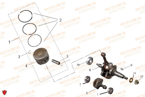 Vilebrequin ORCAL Pièces Orcal ASTOR 125cc EURO III