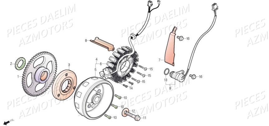 Alternateur Stator AZMOTORS Pièces Moto DAELIM DAYSTAR 125 Euro4 (2019)
