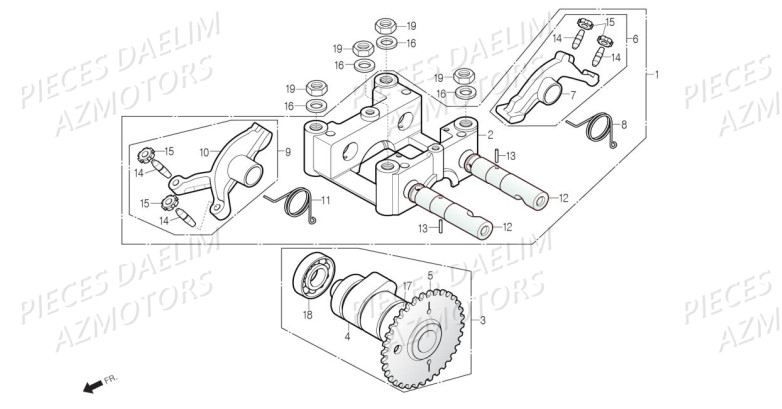 Arbre A Came Culbuteurs AZMOTORS Pièces Moto DAELIM DAYSTAR 125 Euro4 (2019)
