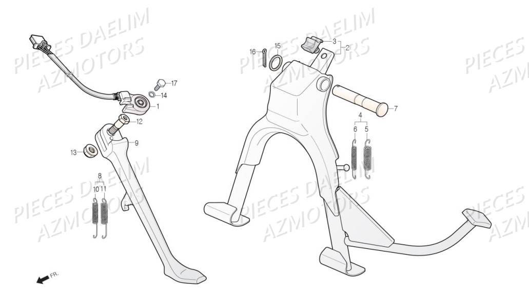 Bequilles AZMOTORS Pièces Moto DAELIM DAYSTAR 125 Euro4 (2019)
